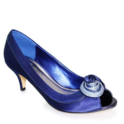 Lunar Womens Ripley Satin Peep Toe Court - Navy Blue - Navy