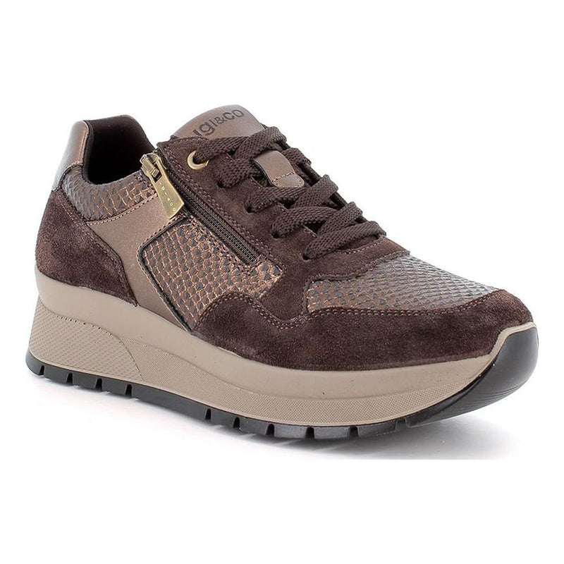 Womens Igi & Co 2173111 Brown Side Zip Wedged Trainers - Brown