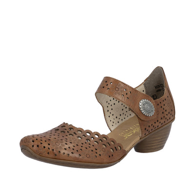 Womens Rieker 43753 Brown Heeled Sandal - Brown