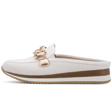 Womens Jana 27360 White with Rose Gold Sporty Mesh Mules - White and Rose Gold