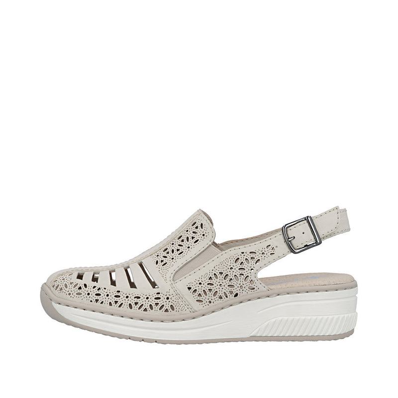 Womens Rieker 48763 Beige Wedge Sandal - Beige Gold
