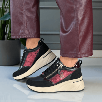 Womens Lloyd & Pryce Ubisi Wedge Side Zip Trainers - Stealth