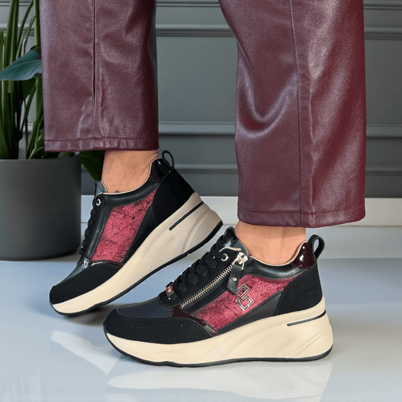 Womens Lloyd & Pryce Ubisi Wedge Side Zip Trainers - Stealth