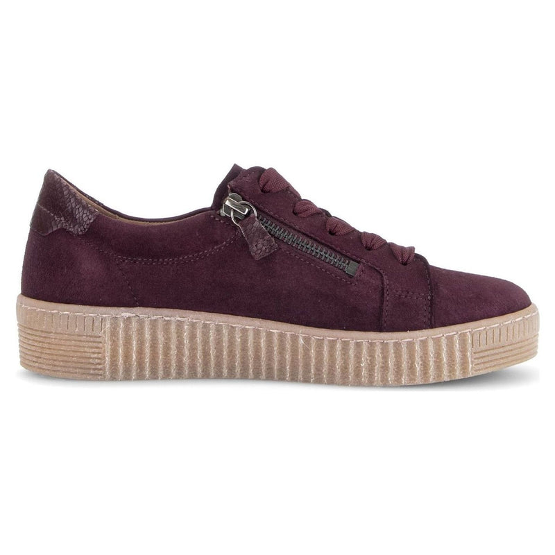 Womens Gabor 6010 Suede Platform Trainers - Mulberry