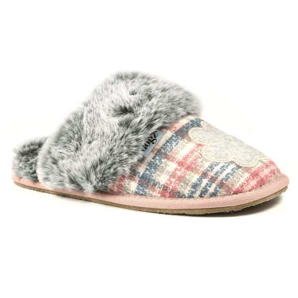 Womens Lazy Dogz Poppy Paw Mule Slipper - Pink - Pink