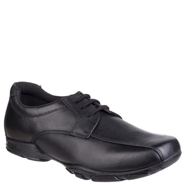 Boys Hush Puppies Vincente Black Senior School Shoes - Black