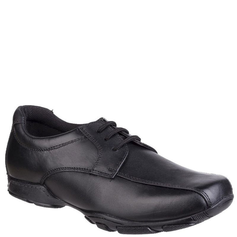 Boys Hush Puppies Vincente Black Senior School Shoes - Black