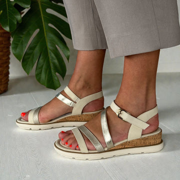 Womens Tamaris 28713 Velcro Closed Sandals - Ivory