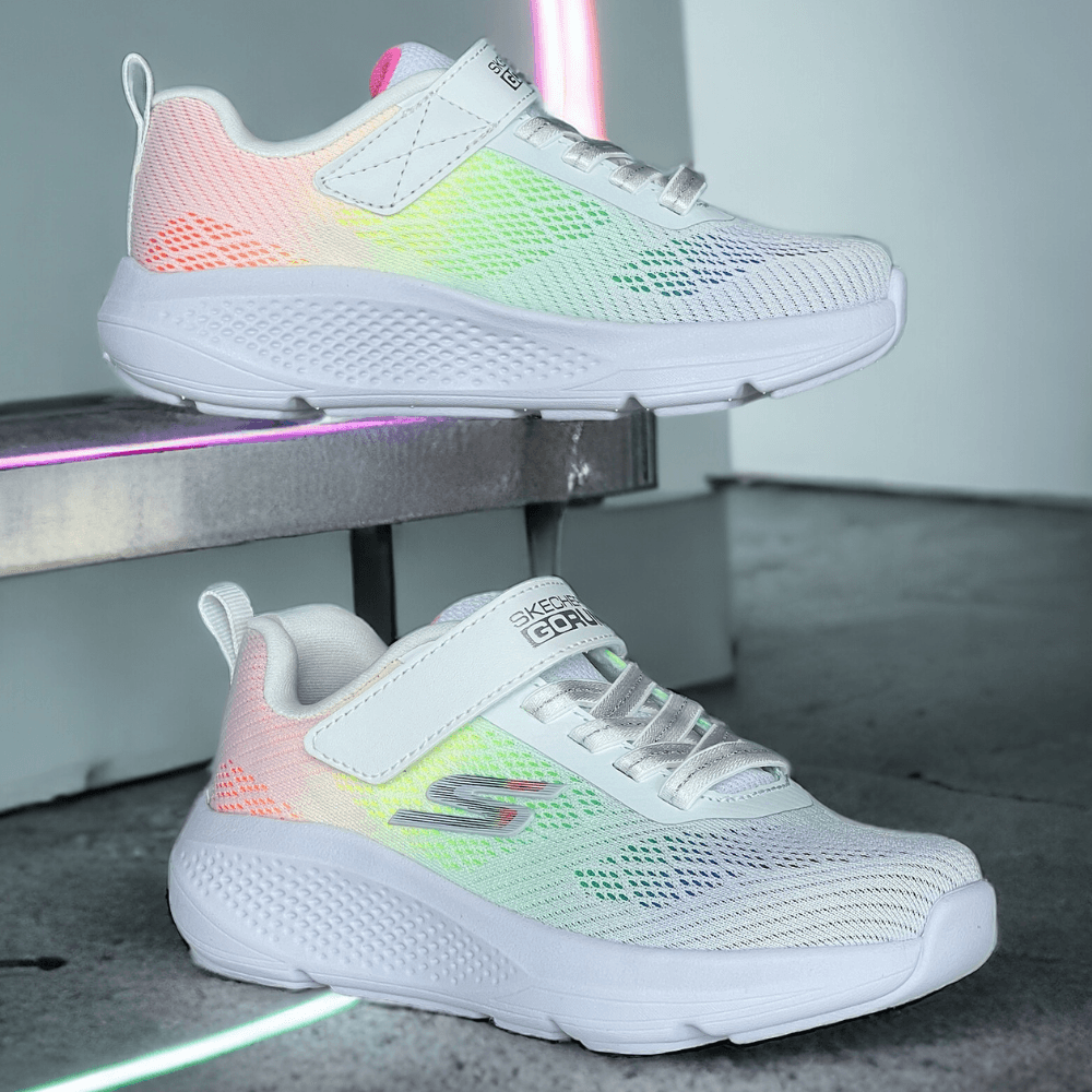 Skechers Girls Go Run Elevate White Multi Trainers