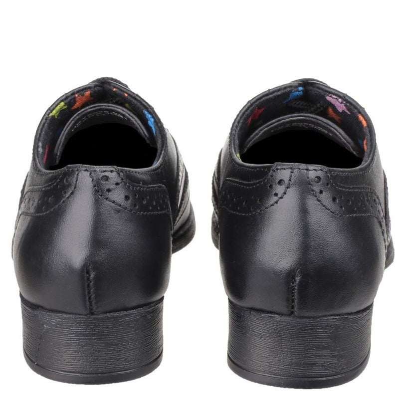 Girls Hush Puppies Kada Black Junior School Shoes - Black
