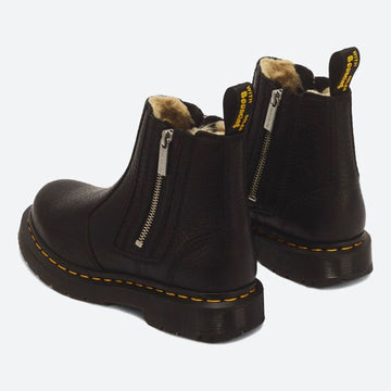 Womens Dr. Martens 2976 Alyson Grizzly Black Faux Fur Lined Ankle Boots - Black