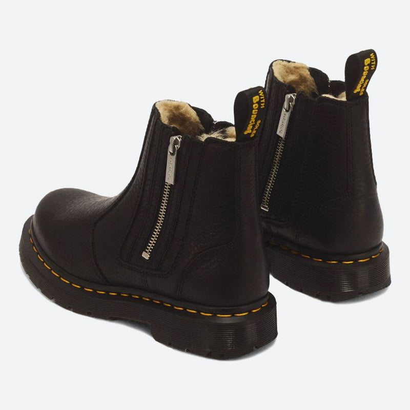Womens Dr. Martens 2976 Alyson Grizzly Black Faux Fur Lined Ankle Boots - Black