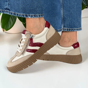 Womens Tamaris Comfort 83729 Side Zip Trainers - Beige