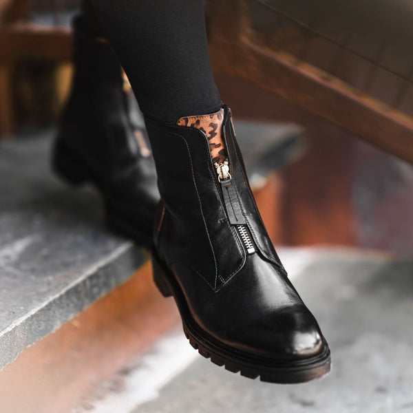 Womens Ara Zip Front Boot - Black