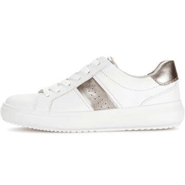 Womens Gabor 83.360 White with Gold Leather Trainers - White