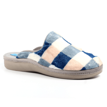 Womens Lunar Yasmina Check Mule Slippers - Blue