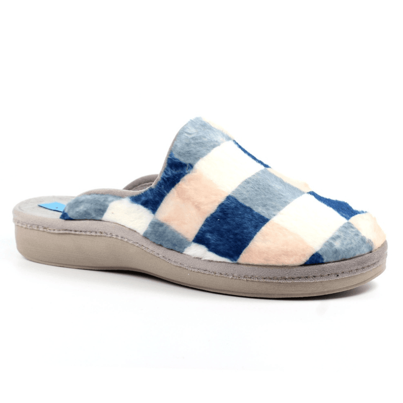 Womens Lunar Yasmina Check Mule Slippers - Blue
