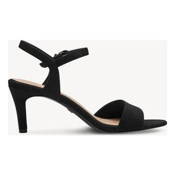 Womens Tamaris 28028 Leopard Print Heeled Sandals - Black Suede