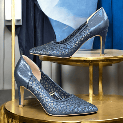 Womens Sorento Inchydonney Diamante Mesh Court Heels - Navy