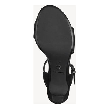 Womens Tamaris 28028 Leopard Print Heeled Sandals - Black Suede