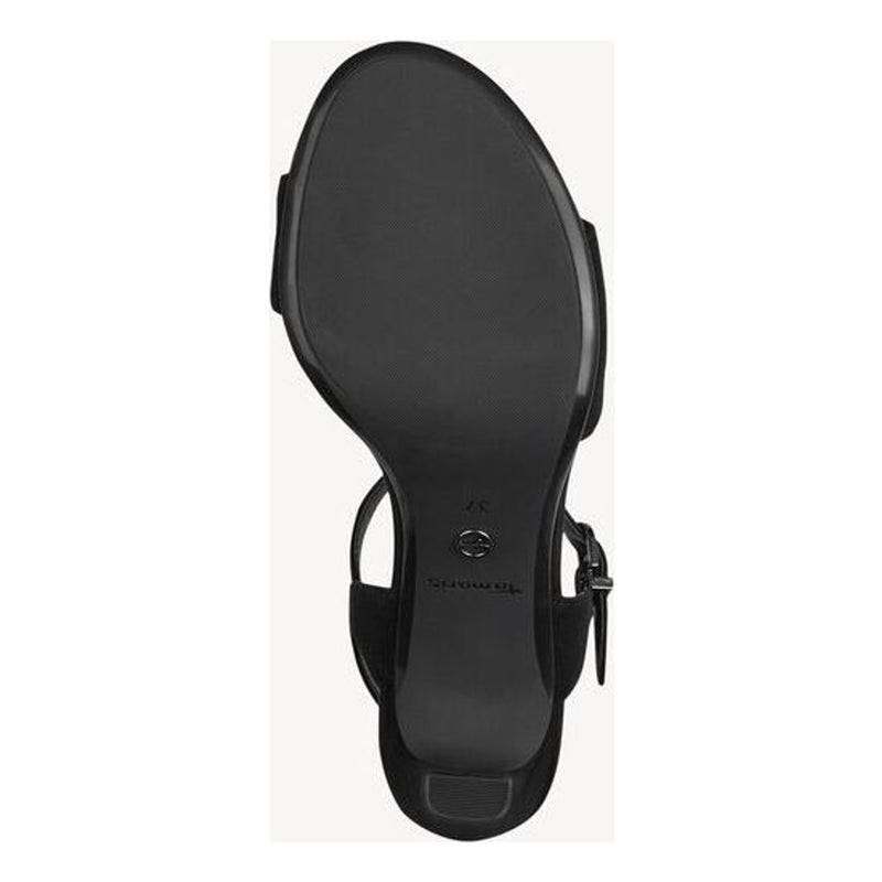 Womens Tamaris 28028 Leopard Print Heeled Sandals - Black Suede