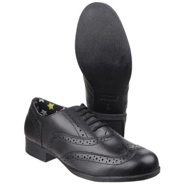 Girls Hush Puppies Kada Black Junior School Shoes - Black