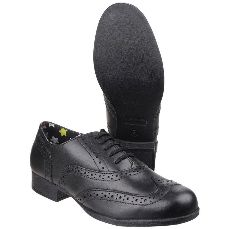 Girls Hush Puppies Kada Black Junior School Shoes - Black