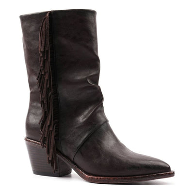 Womens Lunar Shyanne Brown Western Heel Ankle Boots - Brown