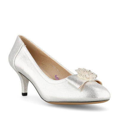 Womens Sorento Silver Metallic Shimmer La Mesita Heels - Silver Metallic Shimmer