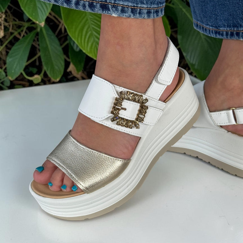Womens Igi & Co 1164522 White Wedge Sandals - White