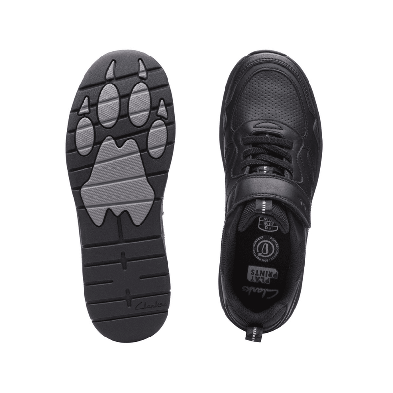 Infant Boys Clarks Clowder Sprint Black Velcro School Shoes - Black