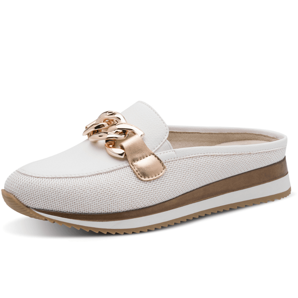 Womens Jana 27360 White with Rose Gold Sporty Mesh Mules