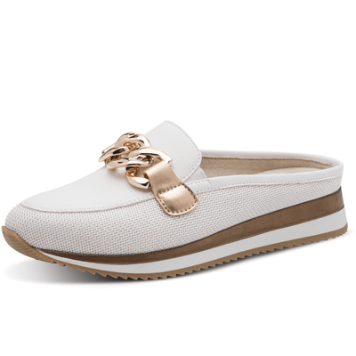 Womens Jana 27360 White with Rose Gold Sporty Mesh Mules - White and Rose Gold