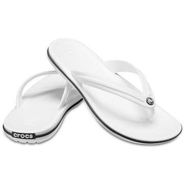 Mens Crocs Crocband Flip Flops - White