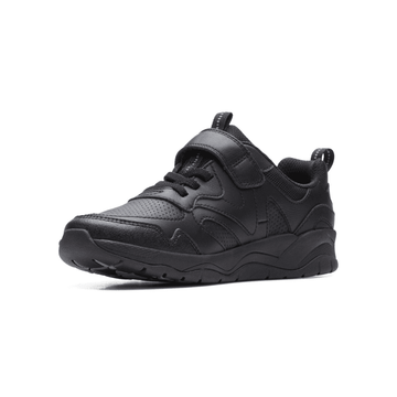 Infant Boys Clarks Clowder Sprint Black Velcro School Shoes - Black