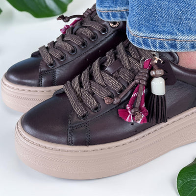 Womens Tamaris 23775 Mocca Laced Trainers - Mocca