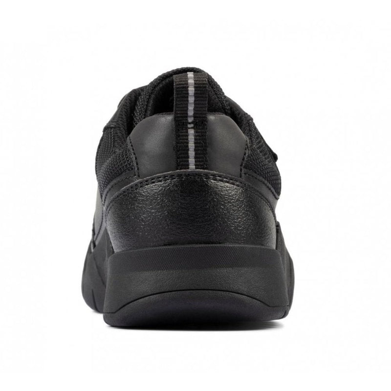 Infant Clarks Scooter Speed Boys Velcro School Shoe - Black Leather - Black