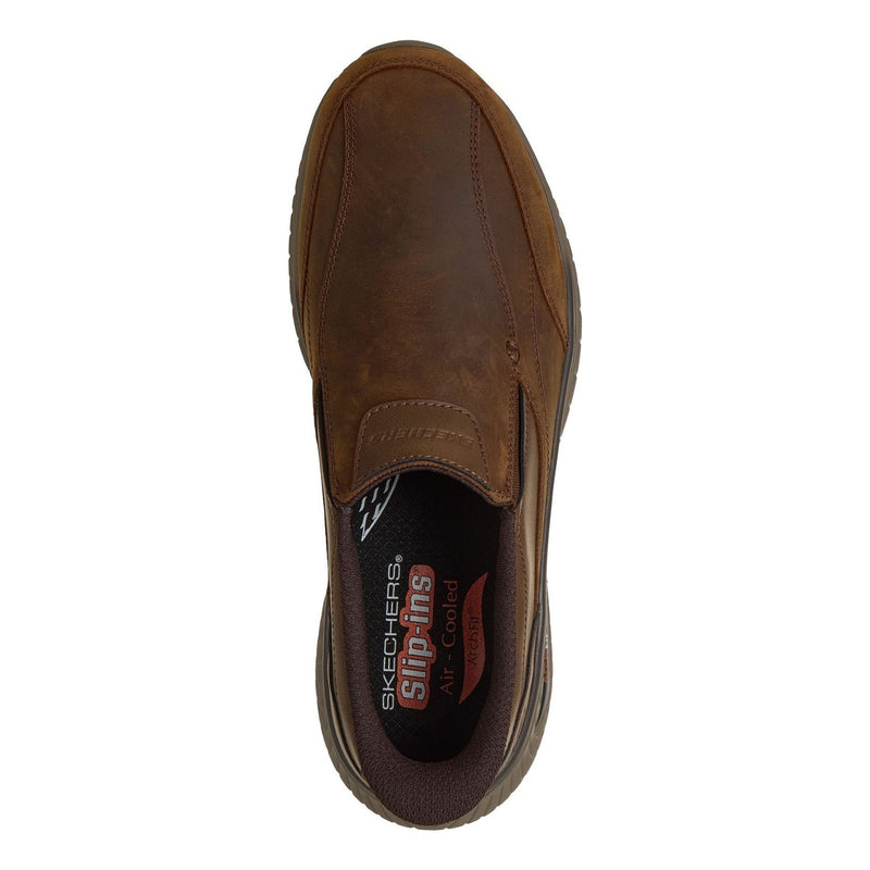 Mens Skechers Arch Fit Crosser - Oak Dark Brown Slip-Ins Casual Shoes - Dark Brown