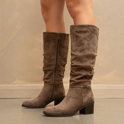 Womens Lunar Kristen Scrunch Long Boots - Taupe