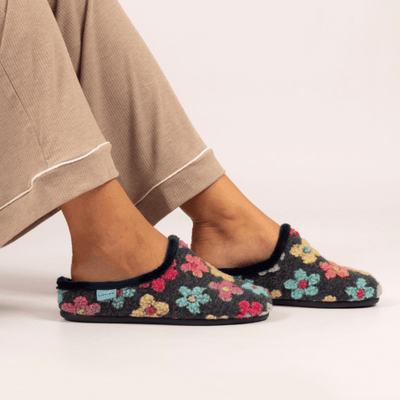 Womens Lunar Dolly Floral Mule Slippers - Navy