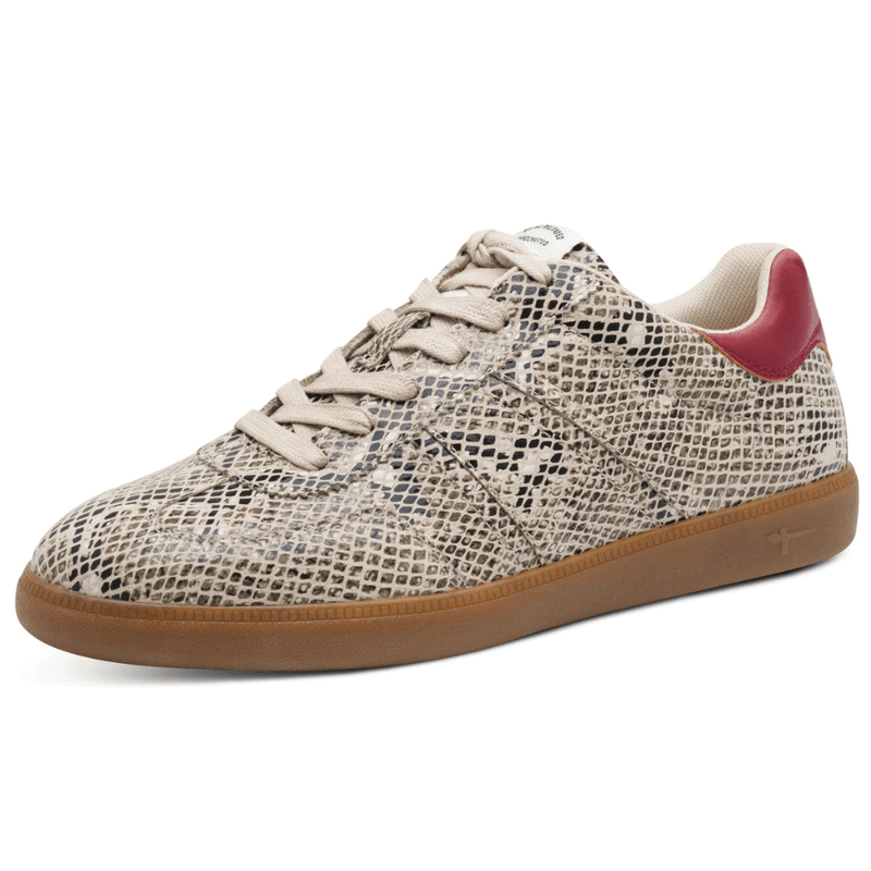 Womens Tamaris 23634 Snake With Red Heel Gumsole Trainers - Snake