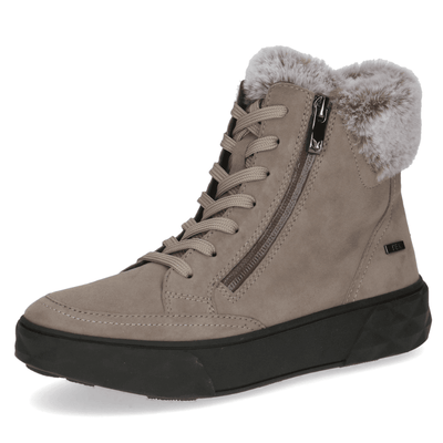 Womens Caprice 26202 Taupe Suede Fur Lined Wedge Boots - Mud Suede