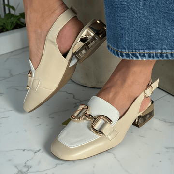 Womens Zanni & Co Diraz Perspex Heel Slingback Loafers - Milano Latte