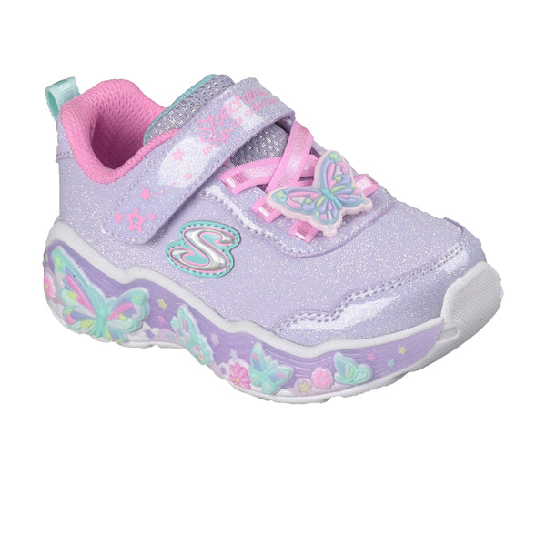 Girls Skechers 303066N Purple Sparkle Butterfly Lil Butterfly Bliss Trainer - Junior - Lavender