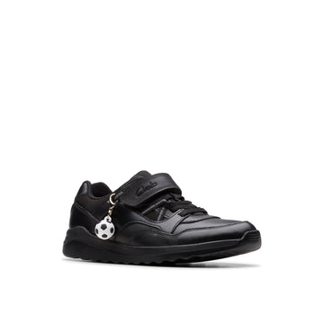 Boys Clarks Daze Kick Kid Black School Shoes - Black