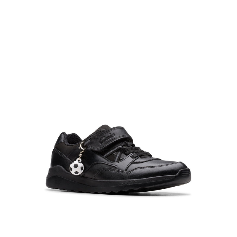 Boys Clarks Daze Kick Kid Black School Shoes - Black
