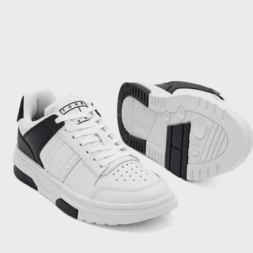 Womens Tommy Hilfiger The Brooklyn Mixed Texture Trainers - White and Black