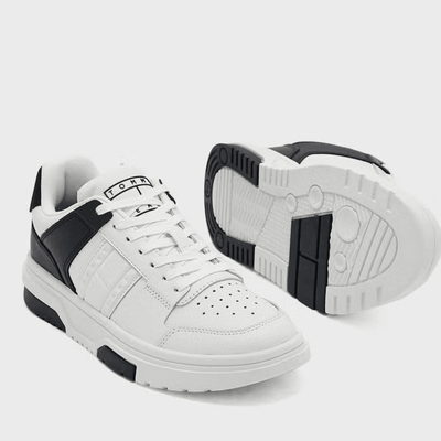 Womens Tommy Hilfiger The Brooklyn Mixed Texture Trainers - White and Black