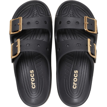 Womens Crocs 213316 Buckle Saturday Metallic Sandals - Black