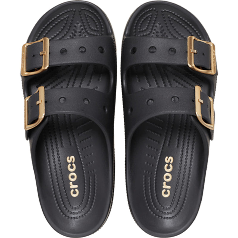 Womens Crocs 213316 Buckle Saturday Metallic Sandals - Black